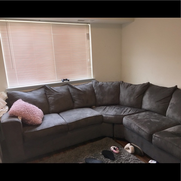 Suede Heather Gray Sectional - Picture 1 of 1